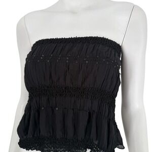 L Patricia Y2K going out club Smocked Convertible Tube TopMini Skirt Sequin Trim